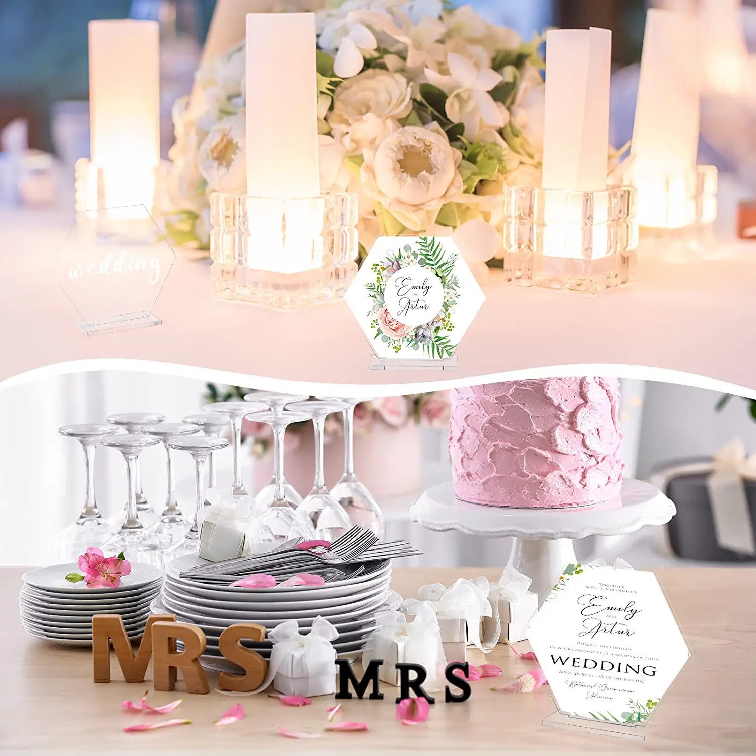 Luxury blank Acrylic Table Numbers holder stand For Wedding Party Place Card