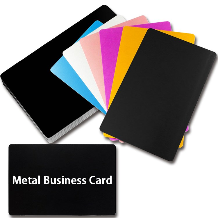 Custom Laser Engraved Metal Cards Blank Standard Size 0.8mm Stainless Steel Business Cards Anodized Aluminum For Engraving