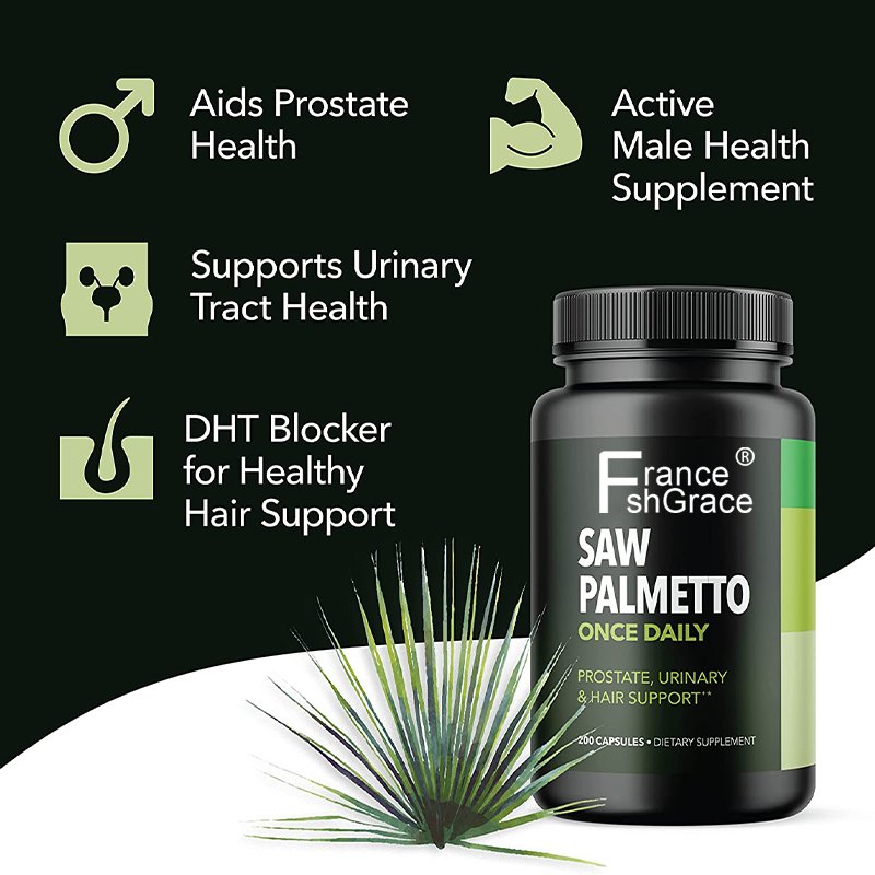 Saw Palmetto Prostate Supplements for Men Prostate promotion Hair Growth for Men to Reduce Balding Hair Thinning