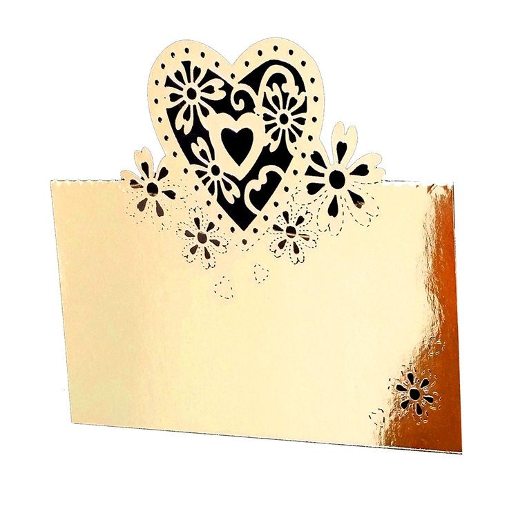 Hstyle Blank Place Cards Hollow Out Heart Shaped Seating Place Card Table Tent Card for Wedding Banquet Dinner Party DecorHS1785