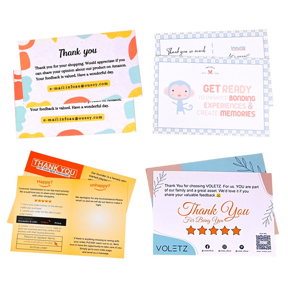 High Quality Customized Logo Sizes Printing Recycled Paper Gift Greeting Postcards Business Thank You Cards with Envelopes