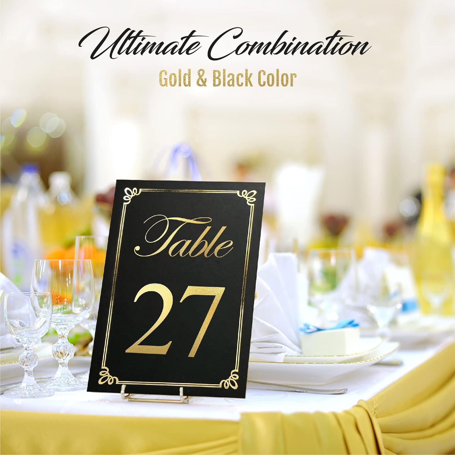 Gold Foil Table Numbers 1-30 and Head Table Card Wedding Place Seating Cards Black and Gold Table Numbers Cards
