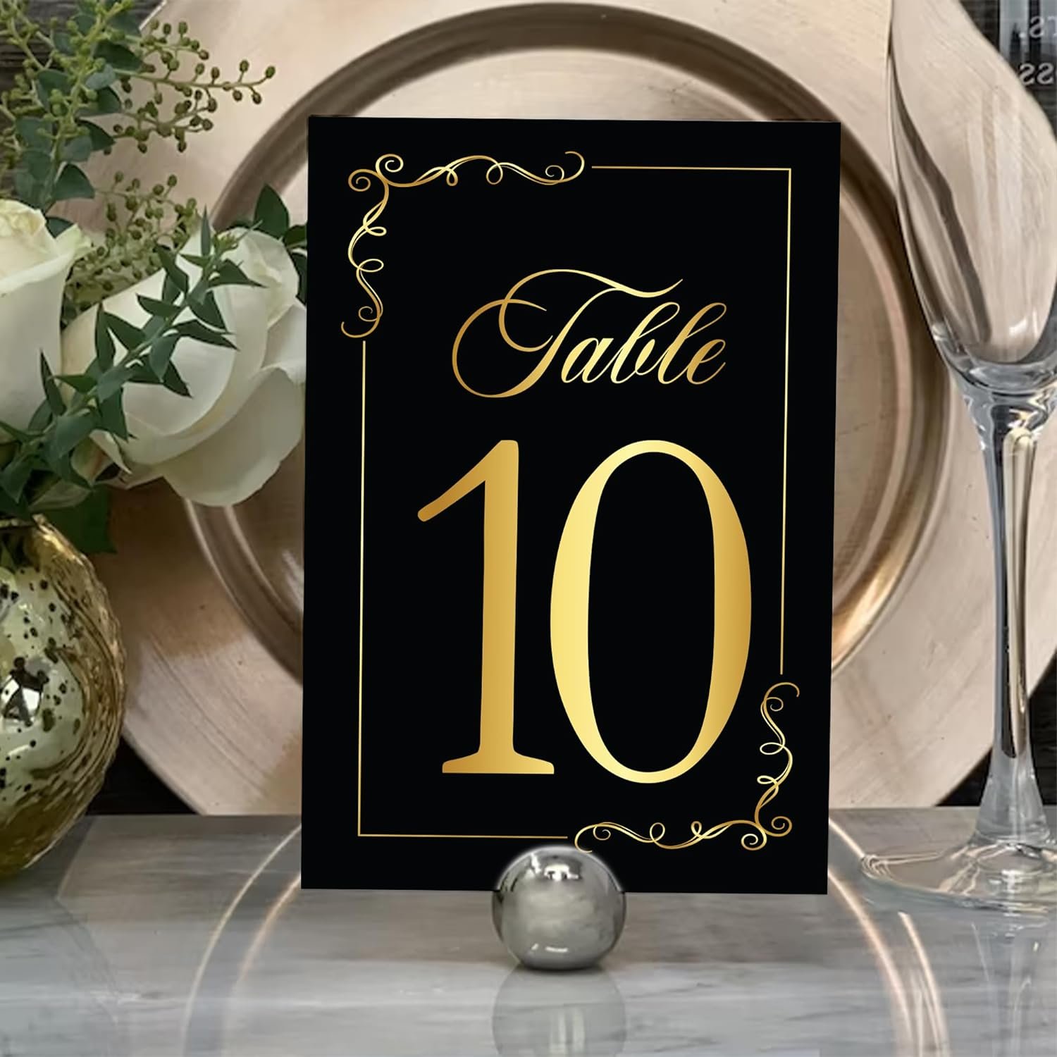 Gold Foil Table Numbers 1-30 and Head Table Card Wedding Place Seating Cards Black and Gold Table Numbers Cards