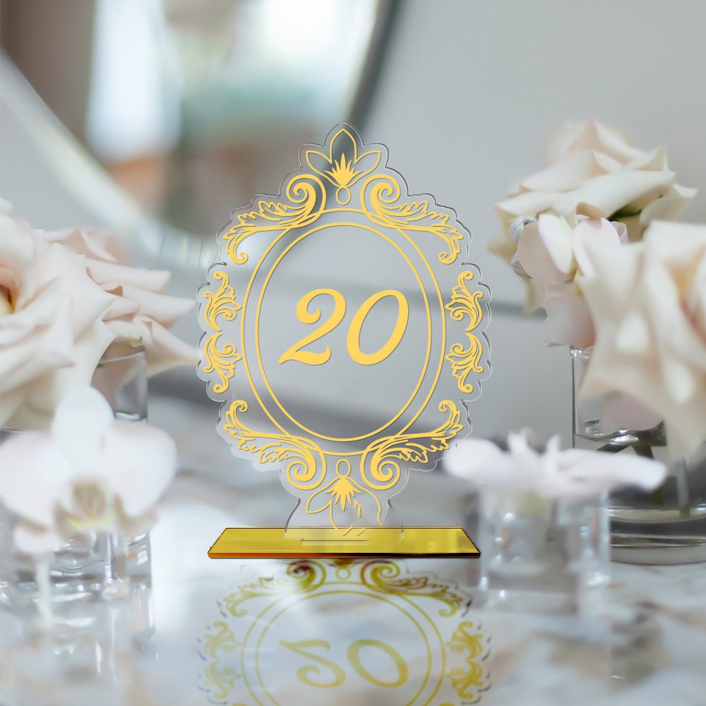Gaojian Custom Printed Acrylic Table Numbers Wedding Table Number Place Cards With Holder Place Card