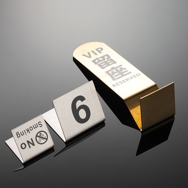 Personalized Custom Triangle Laser Engraving Stainless Steel Display Stand Menu Card Display Restaurant Table Number Holder