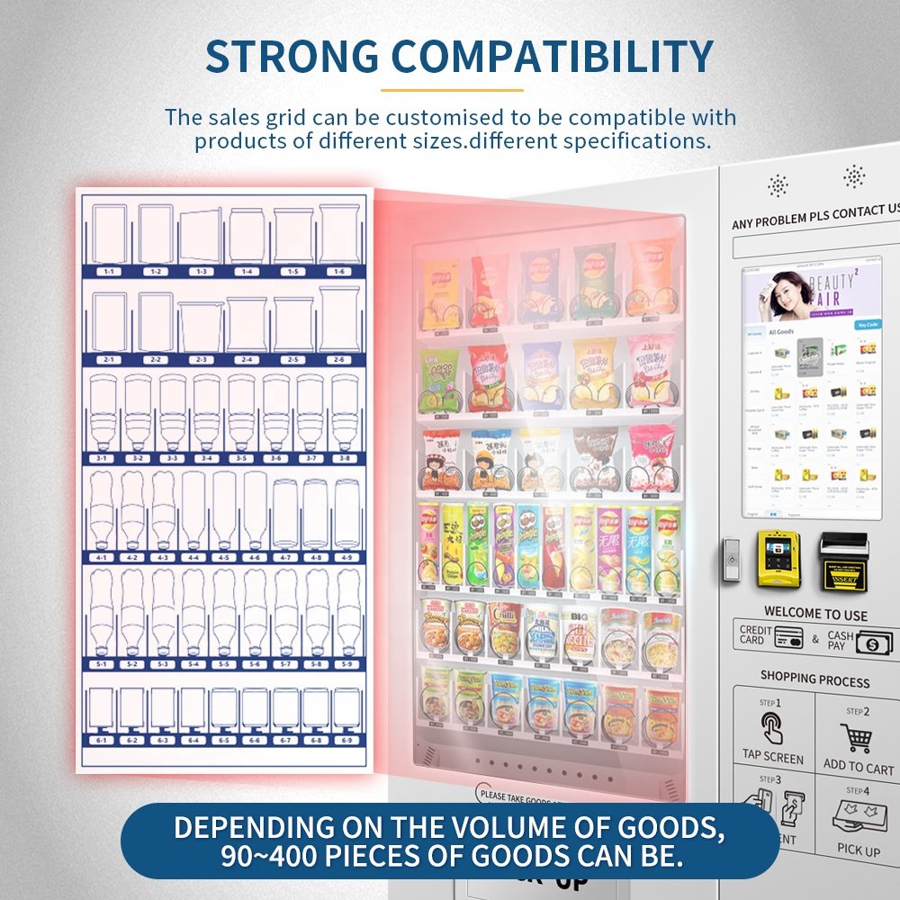 New Arrival Anti-Theft Touch Screen Wifi 24 Hours vending machine And Custom Vending Machine