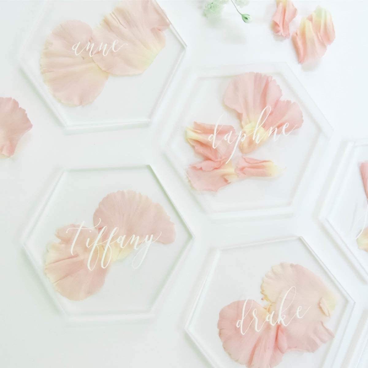 Clear Acrylic Place Cards for Wedding | Blank Hexagon Table Seating Cards |4mm Acrylic Escort Plates, Name Cards