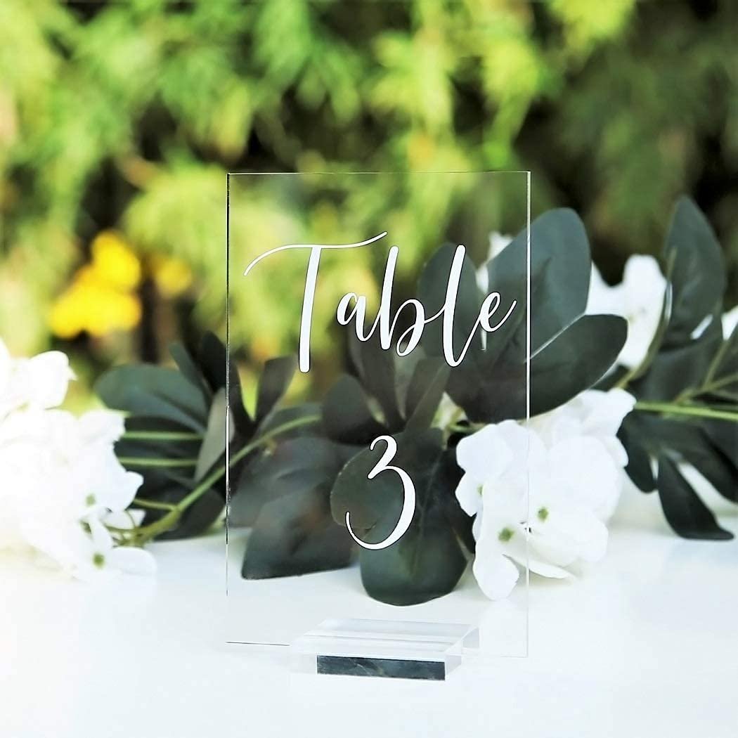 JOYEN New Clear Arch Table Numbers for Wedding Arched Acrylic Table Numbers holder Stands Wholesale