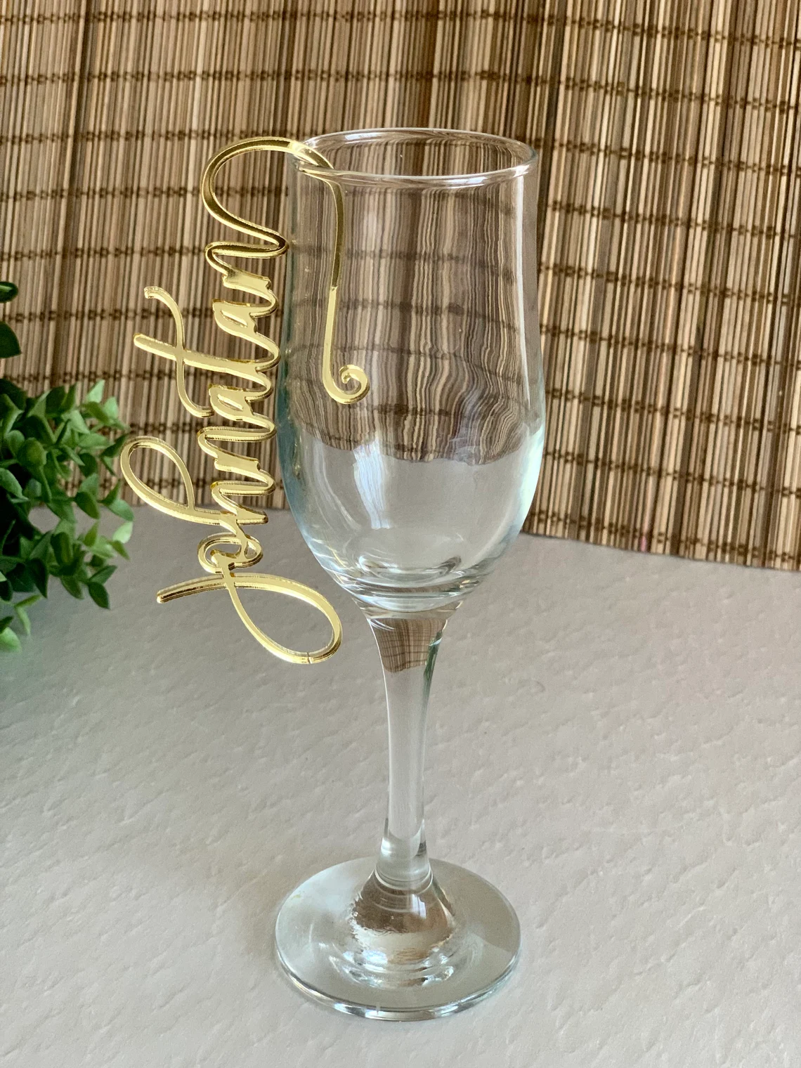 Personalized Cocktail Topper gold mirror acrylic drink Tags wedding Place Name Card Setting for Glass Champagne