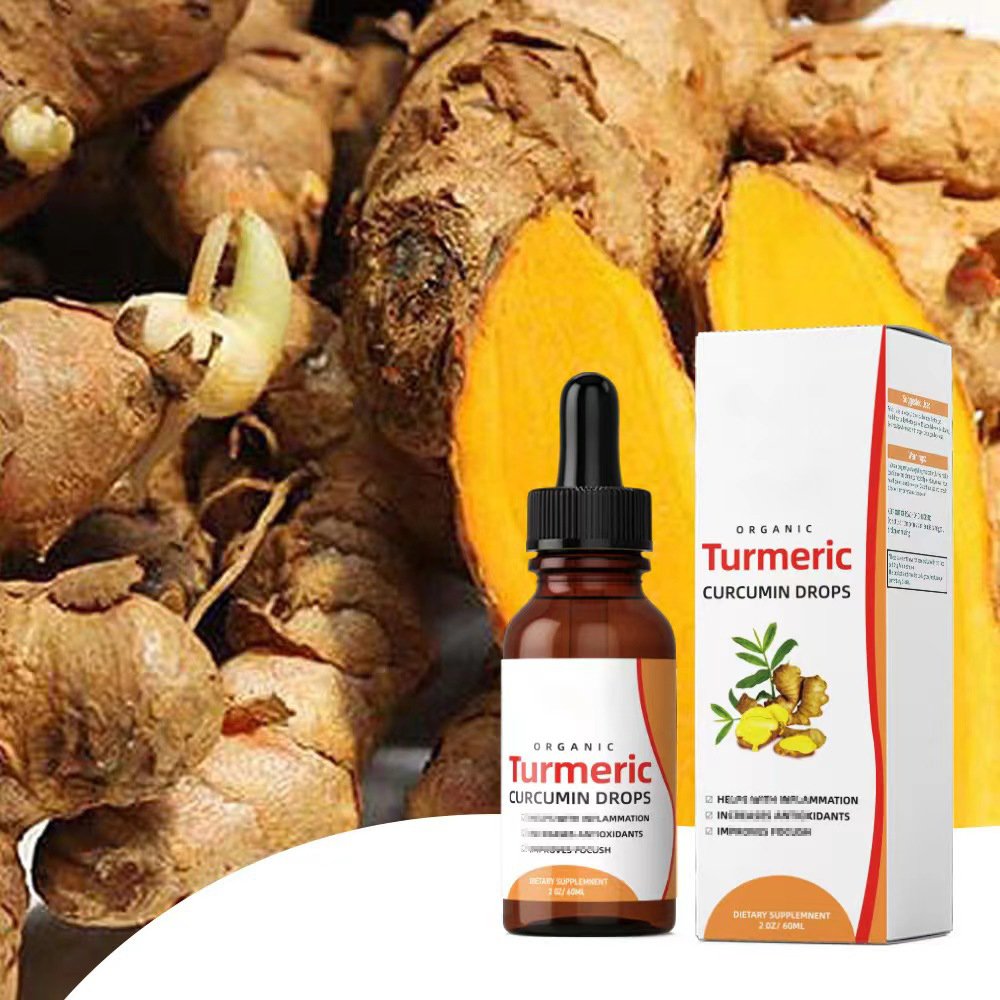 OEM Private Label Turmeric and Ginger Supplement Drops Vegan Turmeric Curcumin Liquid Drops with Black Pepper