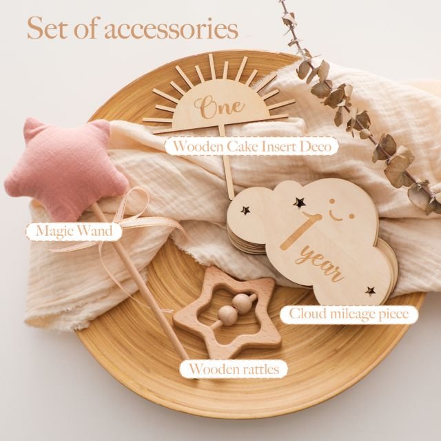 Newborn Baby Birth Gift Set Toys Baby Wooden Clouds Milestone Months Memorial Wooden Pieces Photo Props