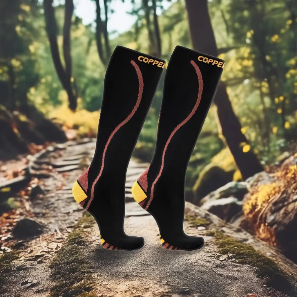 Breathable Knee High Circulation Copper Compression Socks Easy On And Easy Off Comfortable Supportive Running Compression Sock