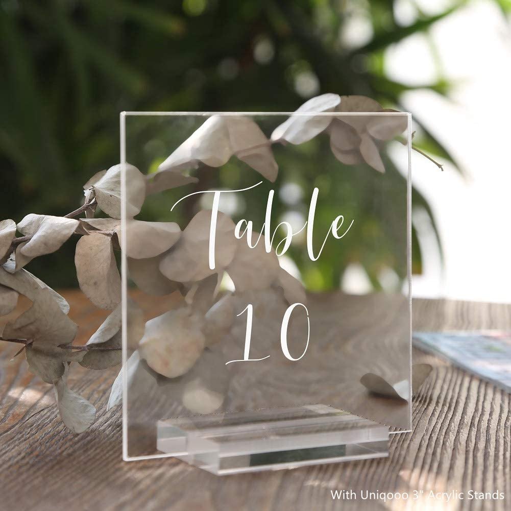 Clear Place Cards Rectangle Table Numbers Acrylic Table Signs with Stand Numbers For Wedding