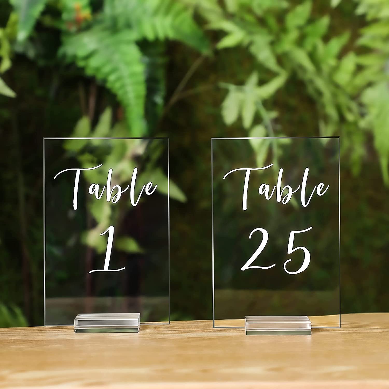 Clear Place Cards Rectangle Table Numbers Acrylic Table Signs with Stand Numbers For Wedding