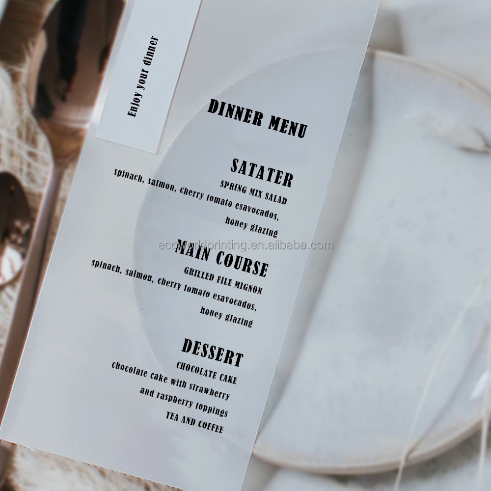 Customized Fancy Menu Cards Arch Minimalist Elegant Restaurant Reception Dinner Paper Event Menus