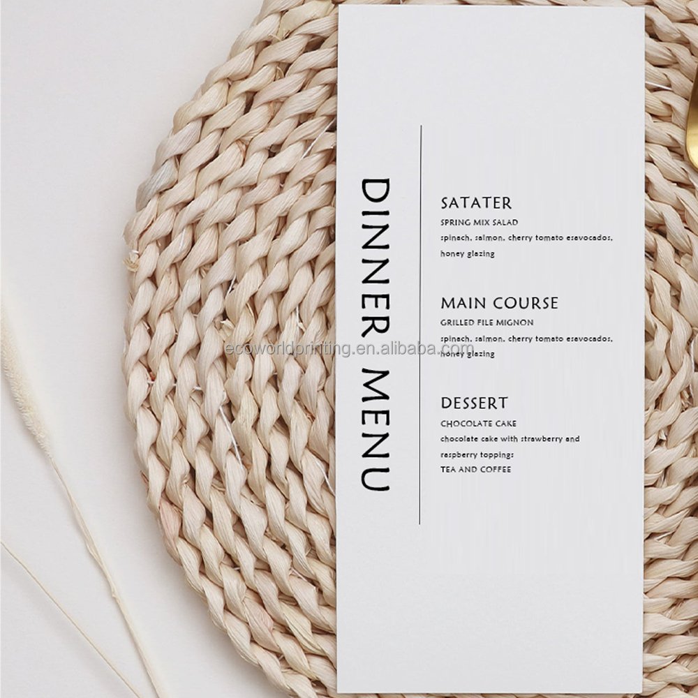Customized Fancy Menu Cards Arch Minimalist Elegant Restaurant Reception Dinner Paper Event Menus