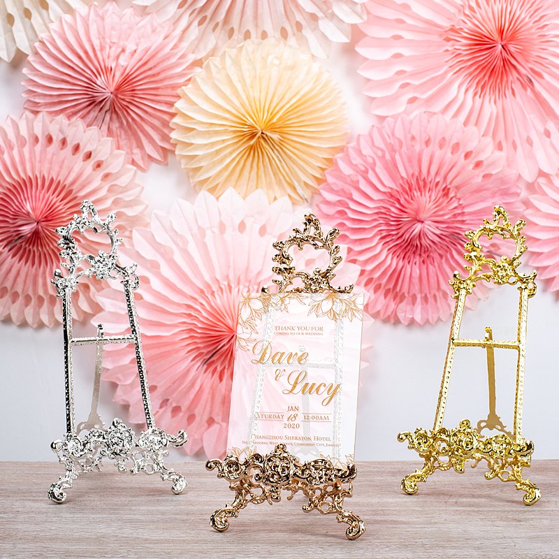 gold silver wedding party place card holder decoration picture photo frame cake stand for Wedding christmas cookie display rack