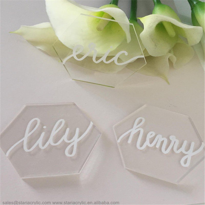 Table Place Card In Heart Shape Acrylic Mirrors Invitation Cards Wedding Party Favors Hanging Tags Personalized Name Cards