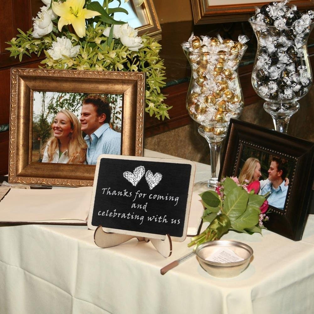 OurWarm Wedding Party Direction 10Pcs Chalkboard Blackboard Vintage Mini Wood Chalkboard Place Cards Wedding Table Number