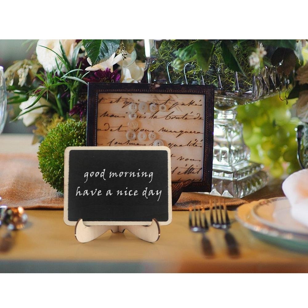 OurWarm Wedding Party Direction 10Pcs Chalkboard Blackboard Vintage Mini Wood Chalkboard Place Cards Wedding Table Number