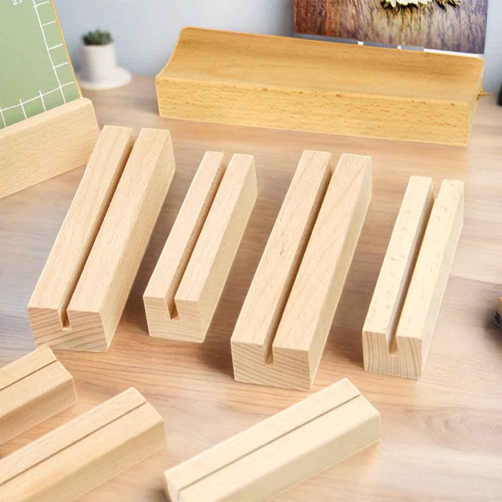 PUSELIFE High Quality Beech Wooden Calendar trophy Base Photo Base trading card stand Wooden Menu Card Holder wooden base