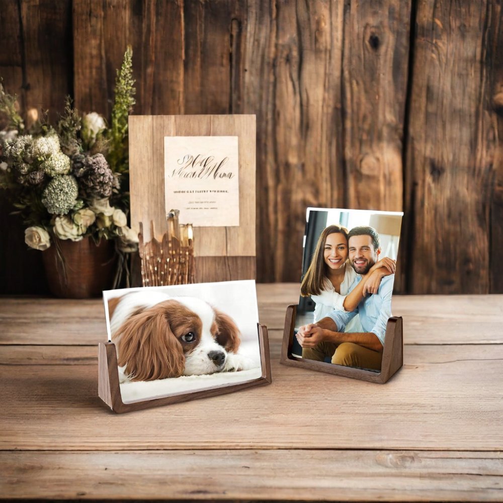 PUSELIFE High Quality Beech Wooden Calendar trophy Base Photo Base trading card stand Wooden Menu Card Holder wooden base