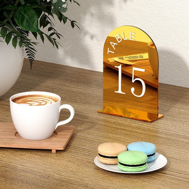 Modern Design Gold Acrylic Table Numbers 1-20 Arch Wedding Table number With Holder Place Card