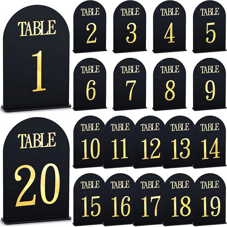 Modern Design Gold Acrylic Table Numbers 1-20 Arch Wedding Table number With Holder Place Card