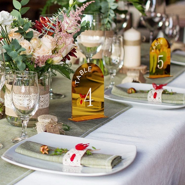 Modern Design Gold Acrylic Table Numbers 1-20 Arch Wedding Table number With Holder Place Card