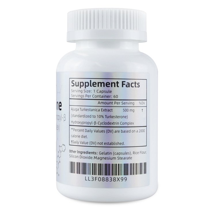 60 Capsules Turkesterone Hydroxypropyl-B-Cyclodextrin Complex Dietary Supplement Capsules