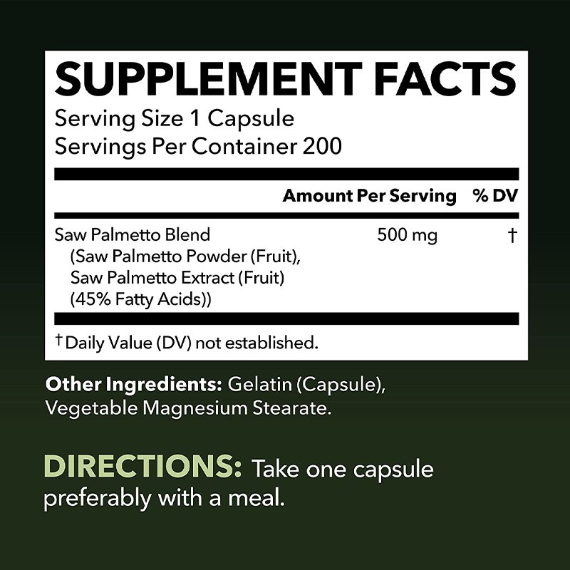 Saw Palmetto Prostate Supplements for Men As DHT Blocker Hair Growth for Men to Reduce Balding & Hair Thinning