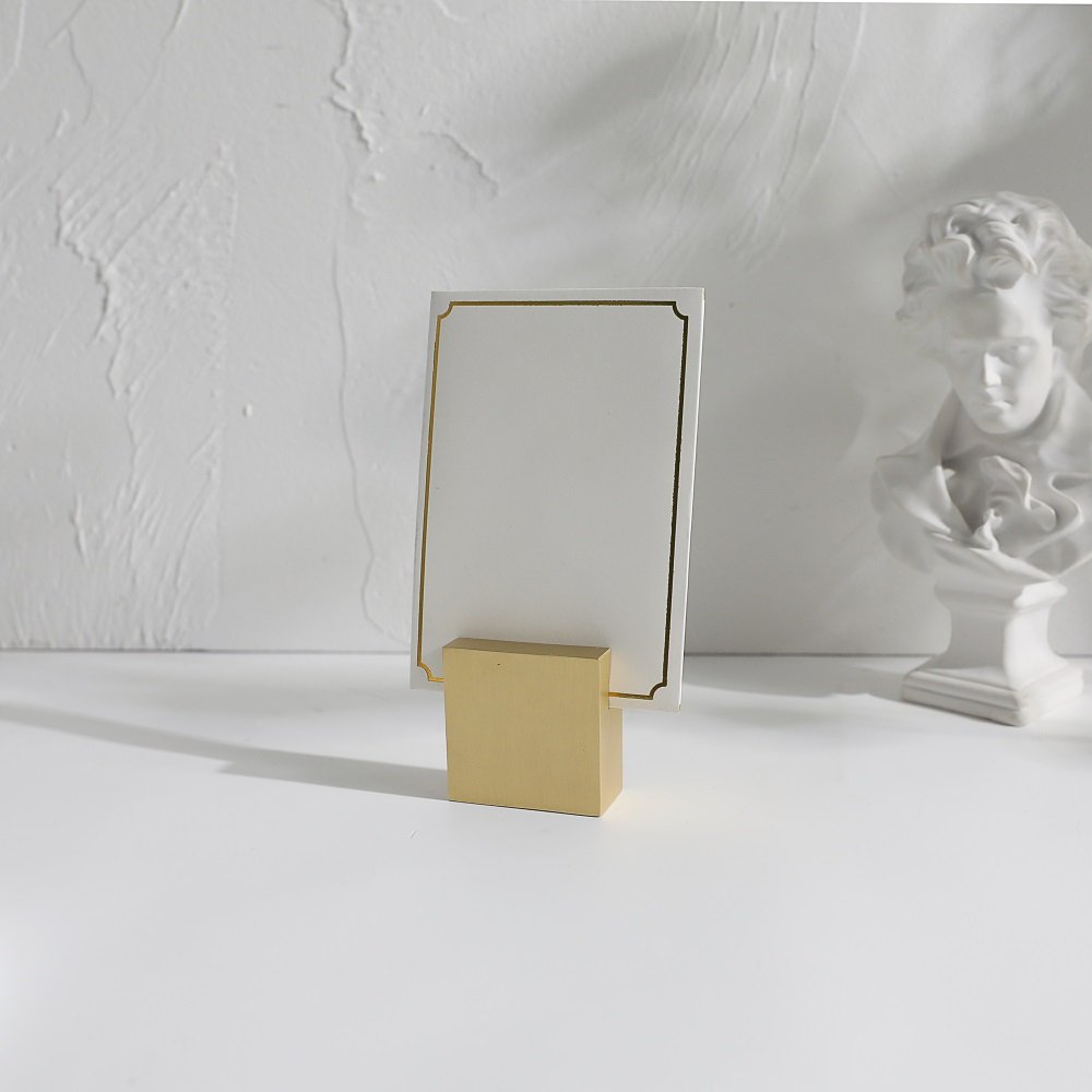Maxery Unique Design Solid Brass Hotel Restaurant Coffee Desk Stand Card Holder Black Name Place Card Holders