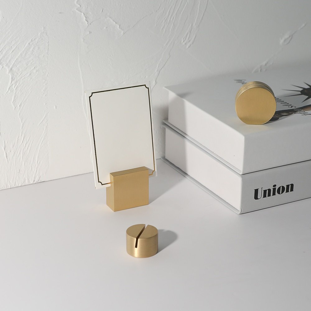 Maxery Unique Design Solid Brass Hotel Restaurant Coffee Desk Stand Card Holder Black Name Place Card Holders