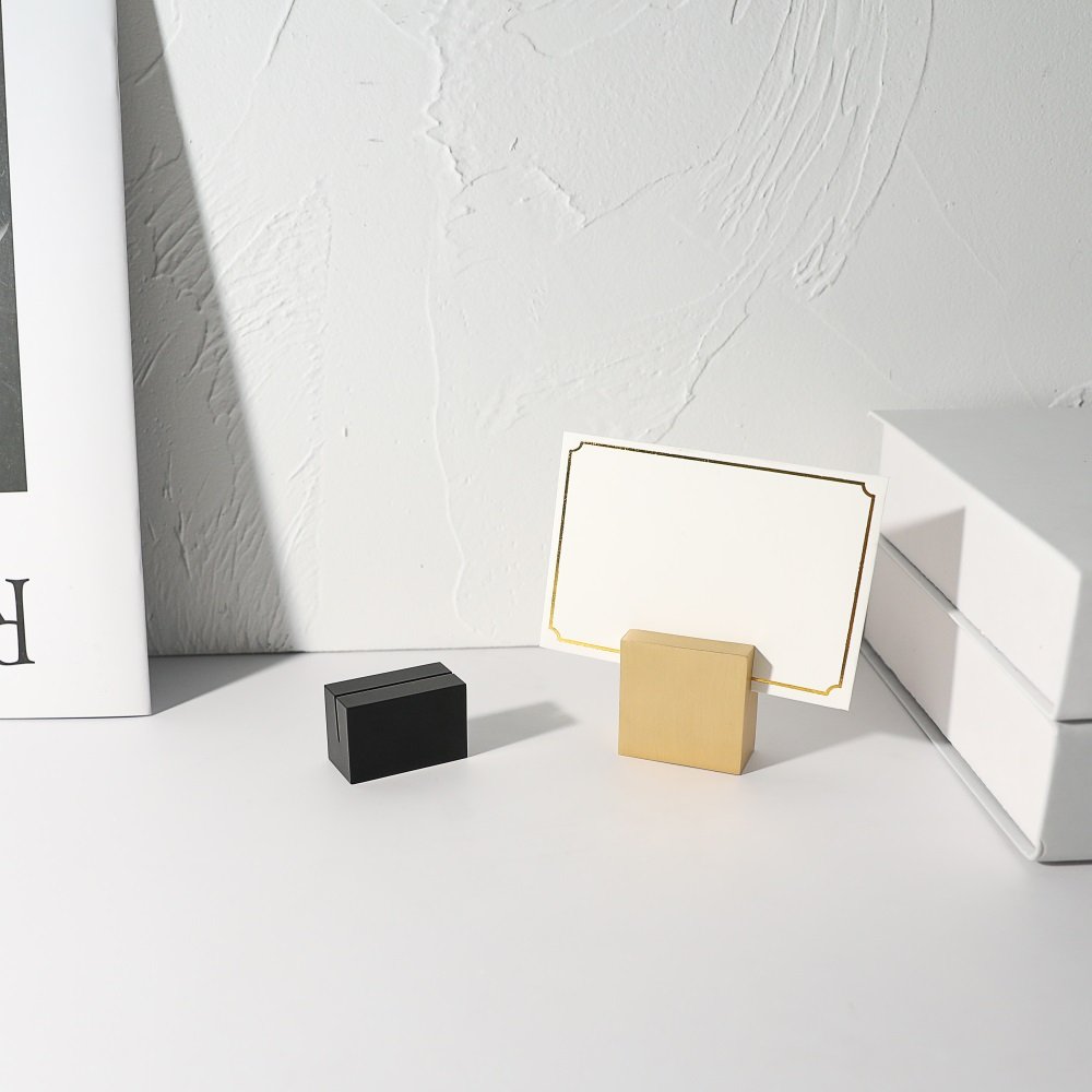 Maxery Unique Design Solid Brass Hotel Restaurant Coffee Desk Stand Card Holder Black Name Place Card Holders