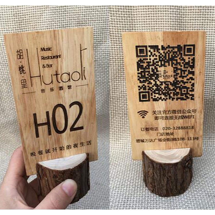 Customized wood menu card place card holder for restaurant wedding business