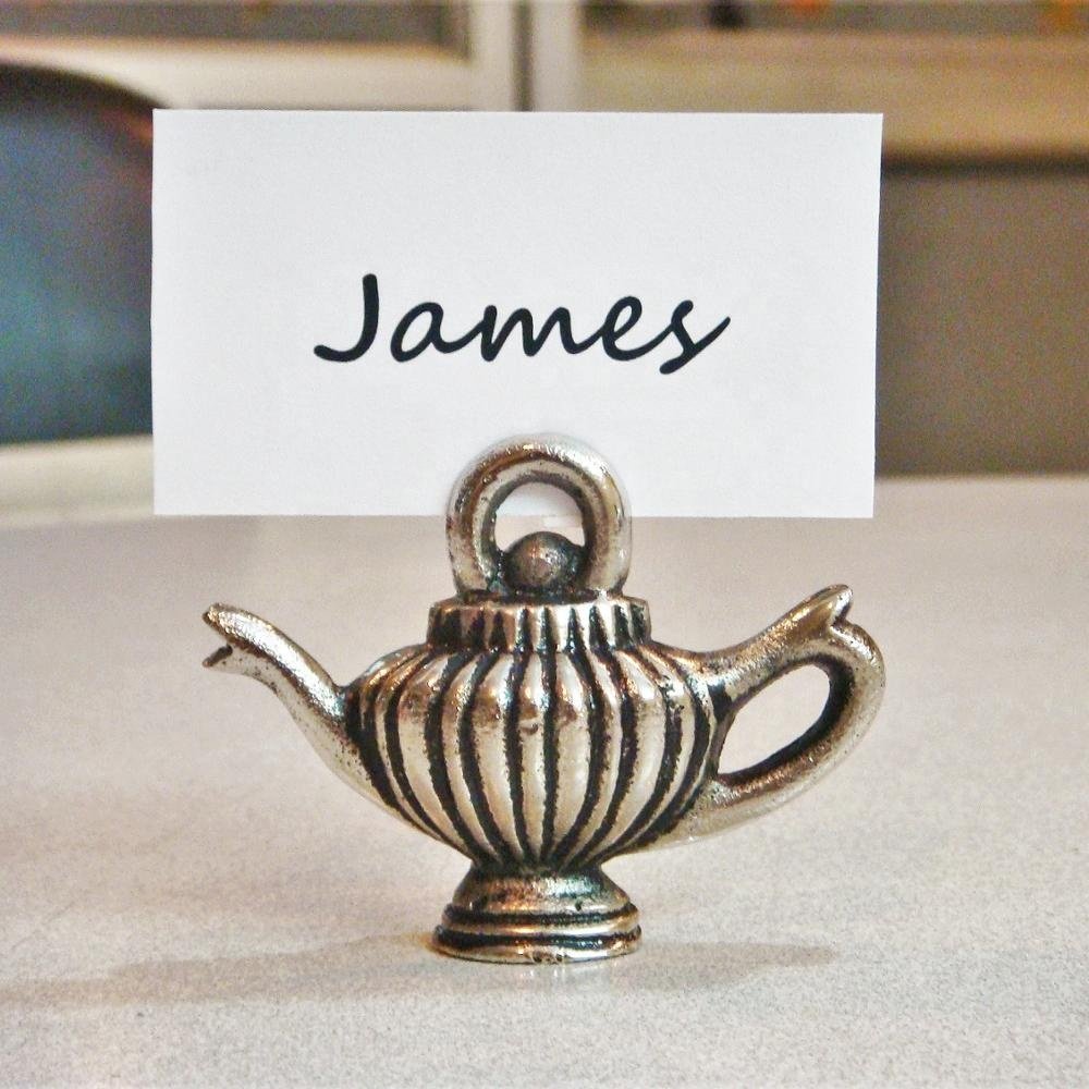 Teapot Wedding Favor Place Card Holder Party Wedding Decoration Offset Printing Aluminium Tea Pot Nickel CH 2013 Artesign 500pcs