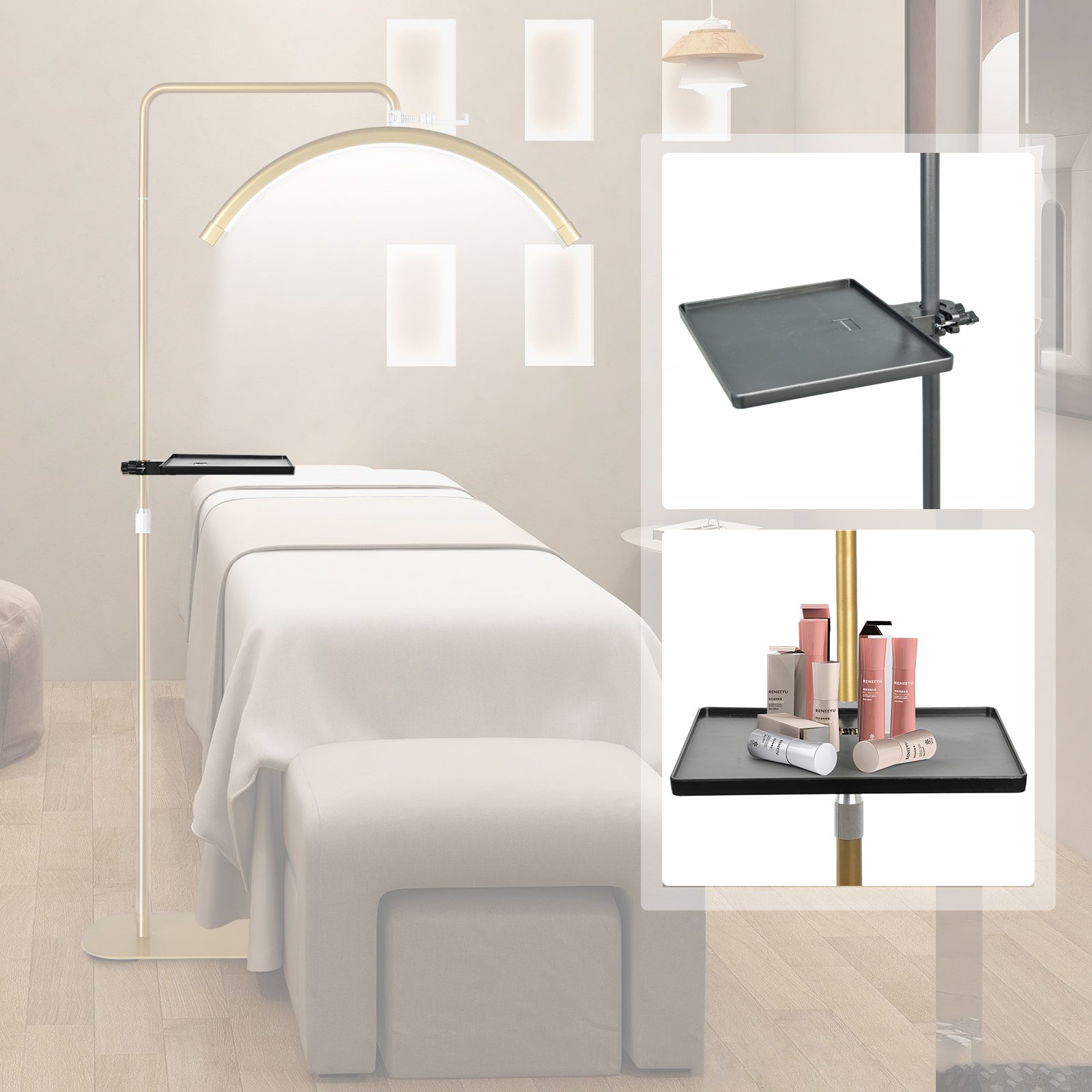 FOSOTO Wholesale 22cm Sound Card Tray Holder on Photography Tripod For Half Moon Light Lamp Placing Eyebrow Makeup Beauty Studio