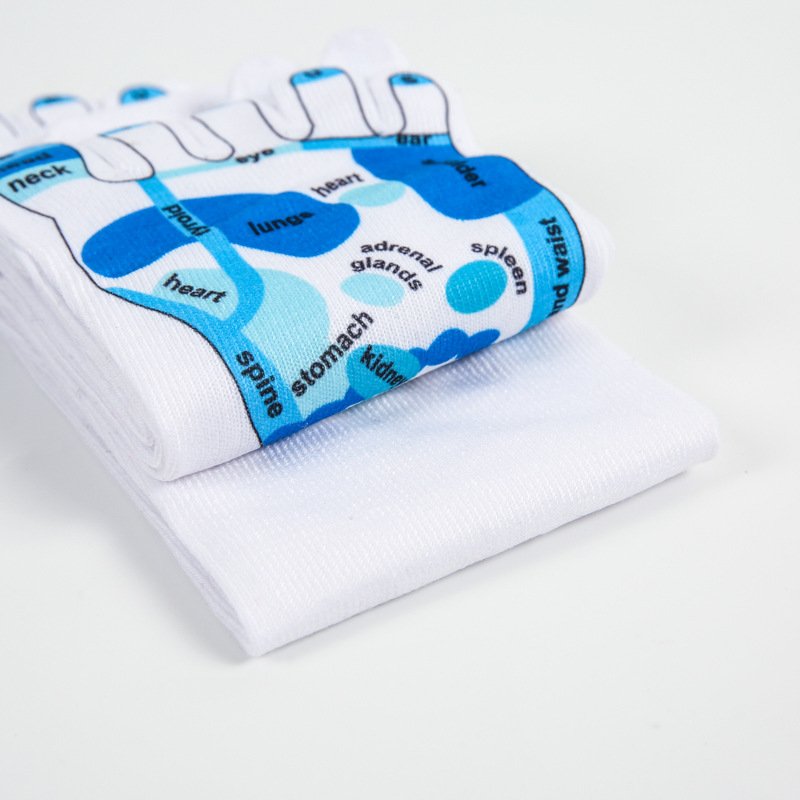 Wholesale Unisex English foot pressure point acupuncture reflexology socks with massage tools