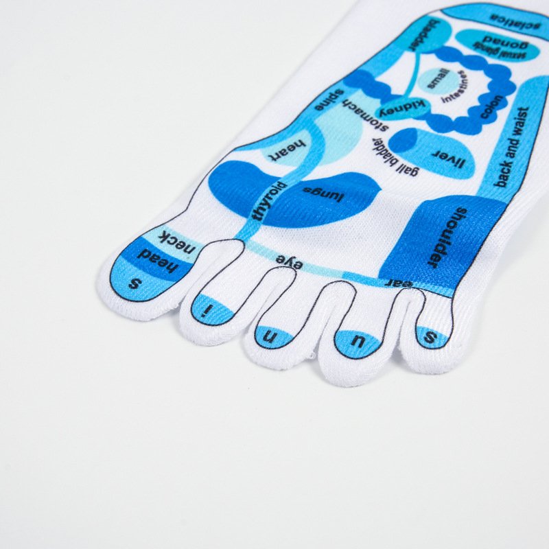 Wholesale Unisex English foot pressure point acupuncture reflexology socks with massage tools