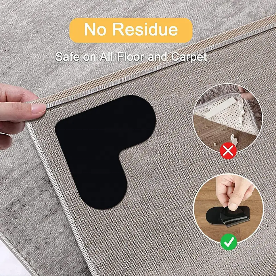 Rug Grippers Anti Curling Non Slip Adhesive Rug Pad Rug Gripper Tape for Hardwood Floors Carpets Double Sided Non Skid