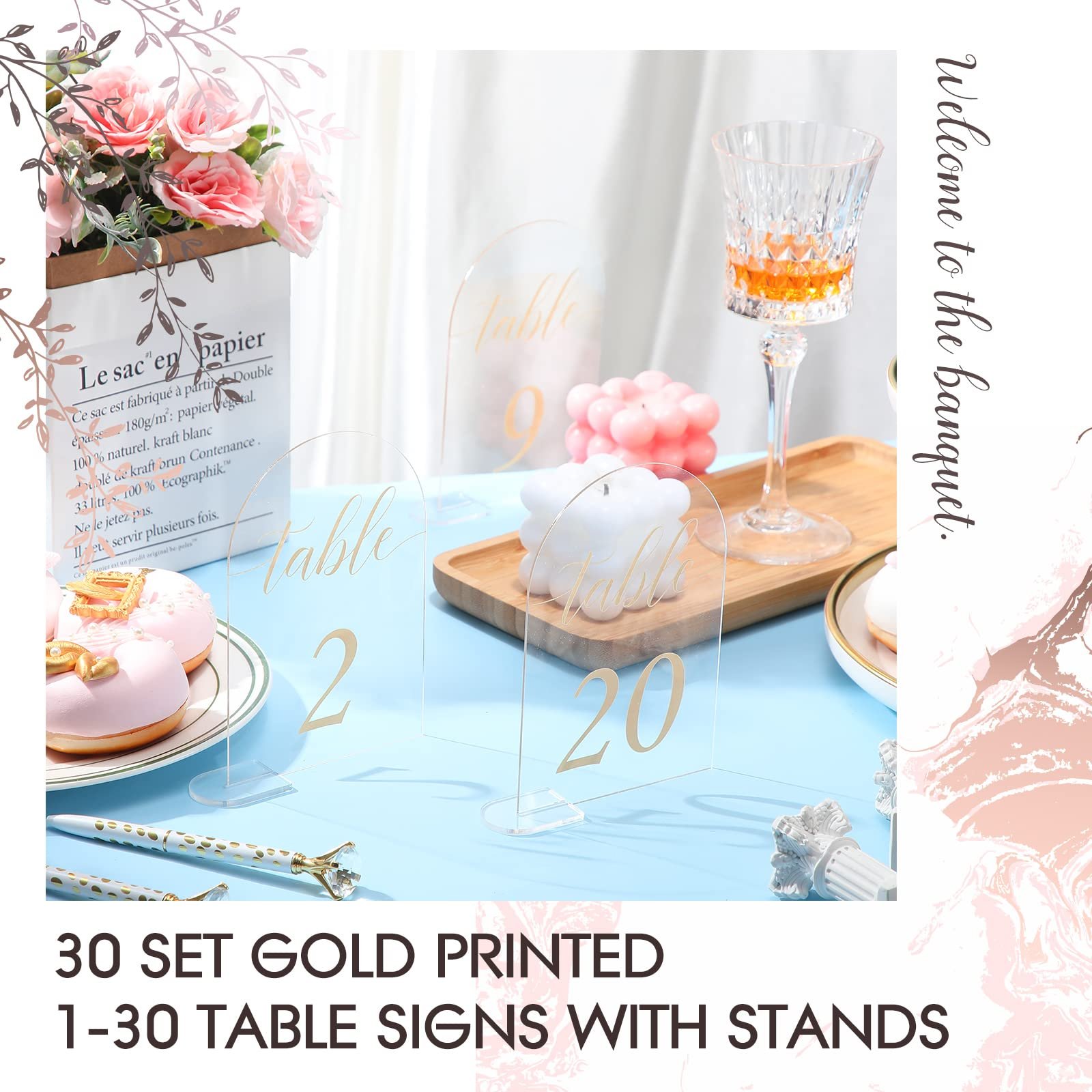 Arch Acrylic Sign Table Signs with Stands Calligraphy Clear Table Number Display Stand for Wedding Reception