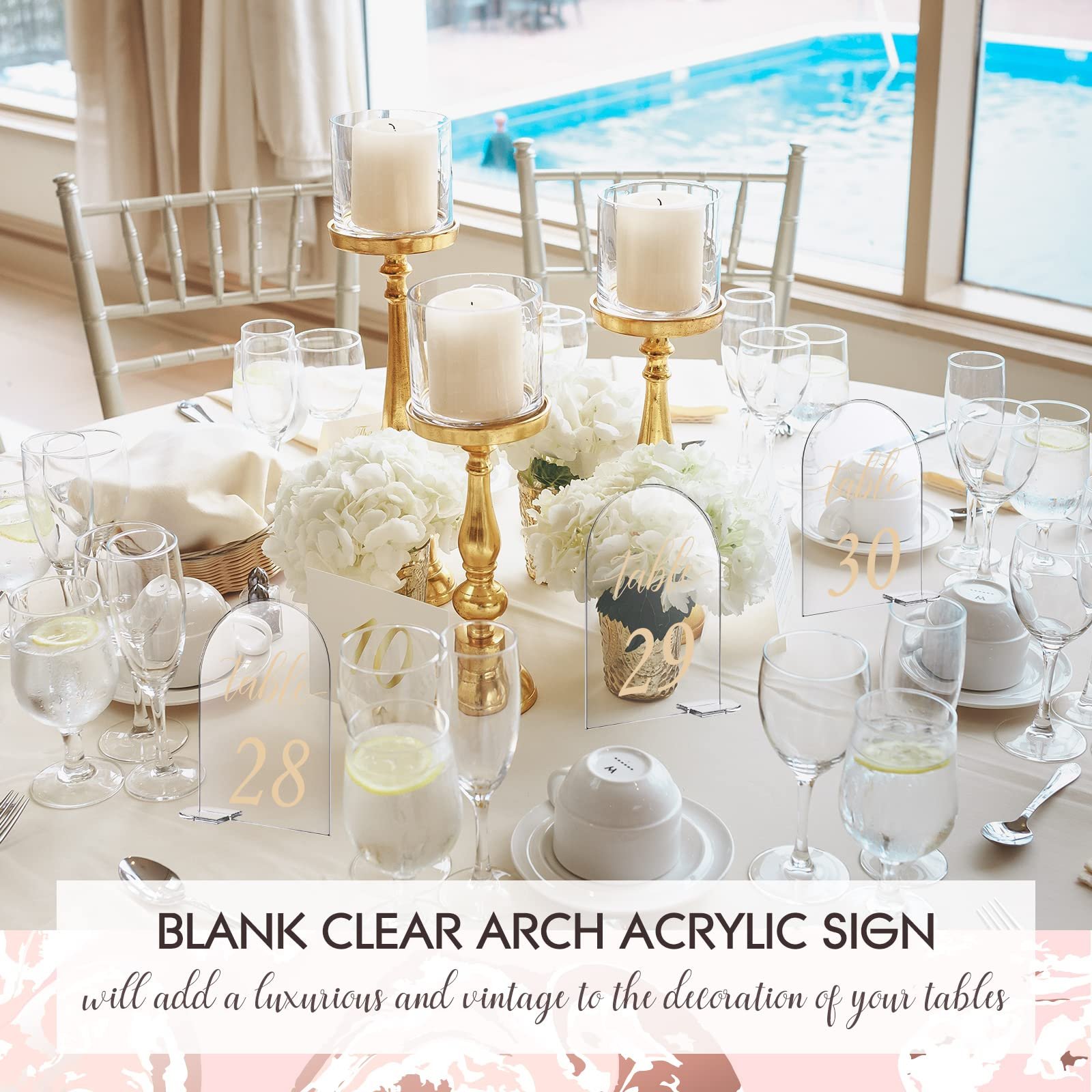 Arch Acrylic Sign Table Signs with Stands Calligraphy Clear Table Number Display Stand for Wedding Reception