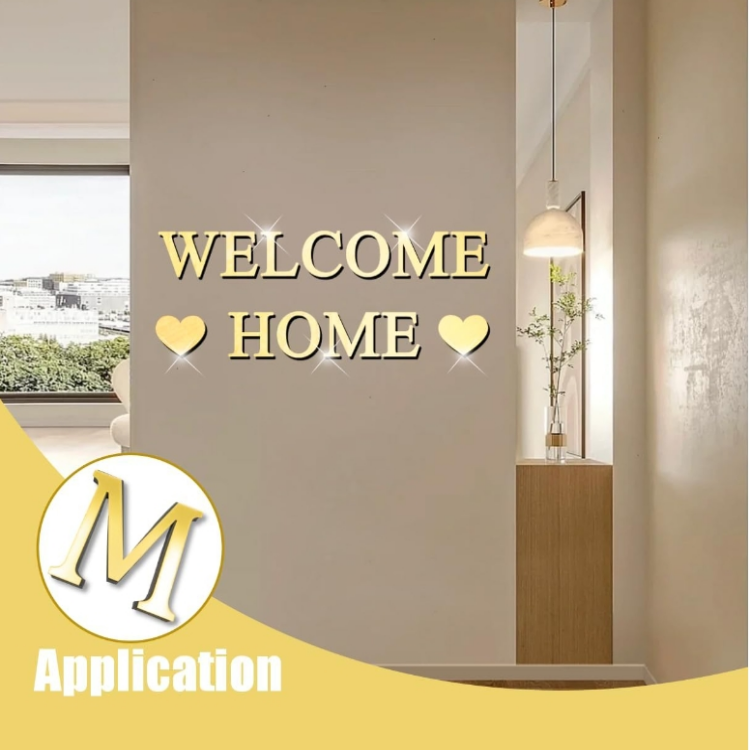 3D Acrylic Alphabet Wall Decal, Self-Adhesive Letter M Mirror Sticker, Elegant Home Decor Sign, Easy Apply DIY Art