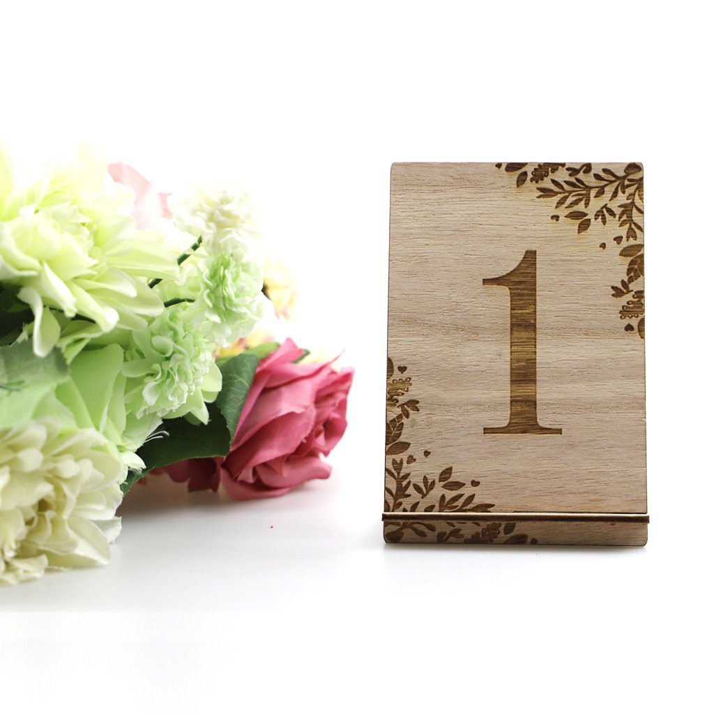 Custom Eco-Friendly Double Side Stereoscopic Laser Engraving Wedding Reception Decoration Wooden Table Number Cards