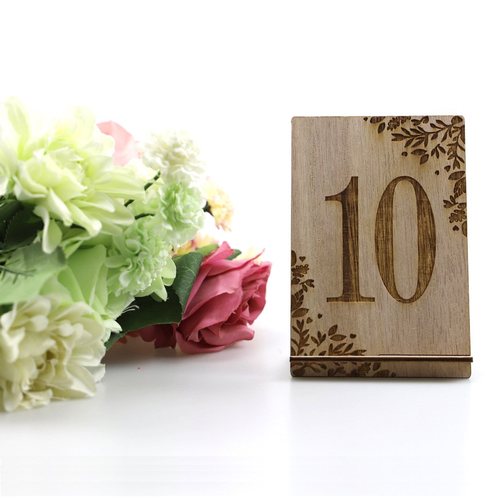 Custom Eco-Friendly Double Side Stereoscopic Laser Engraving Wedding Reception Decoration Wooden Table Number Cards