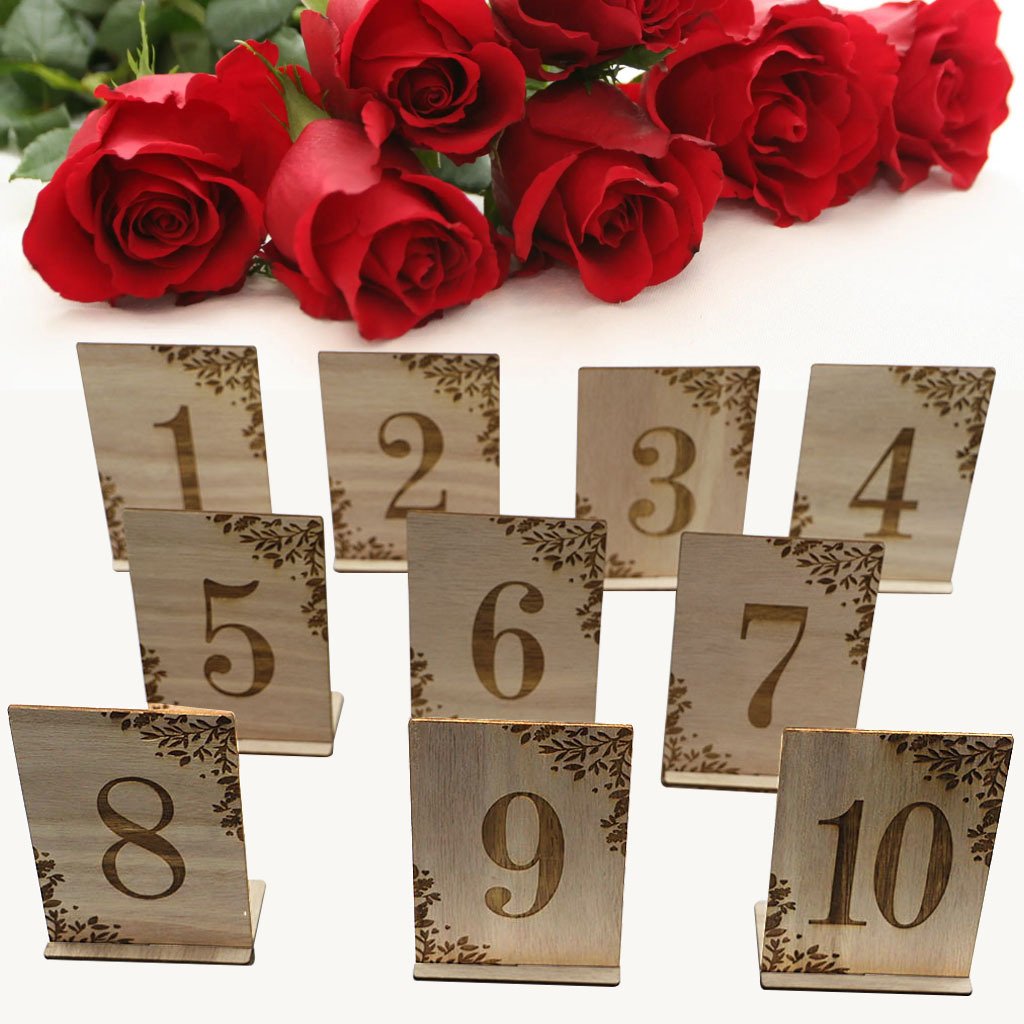 Custom Eco-Friendly Double Side Stereoscopic Laser Engraving Wedding Reception Decoration Wooden Table Number Cards