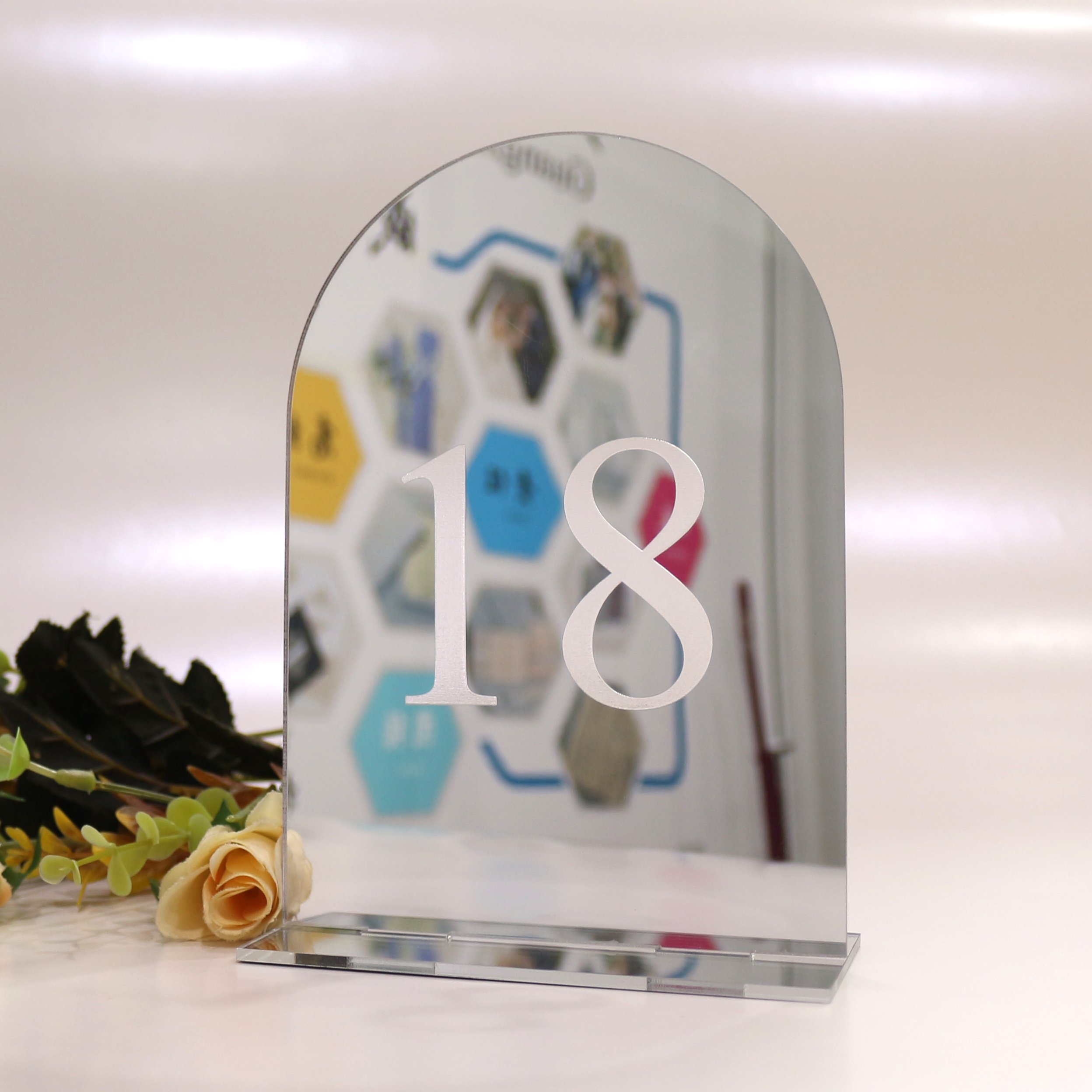 Wholesale Arch Engraved Different Numbers Acrylic Handmade Place Cards Custom Acrylic Wedding Table Card