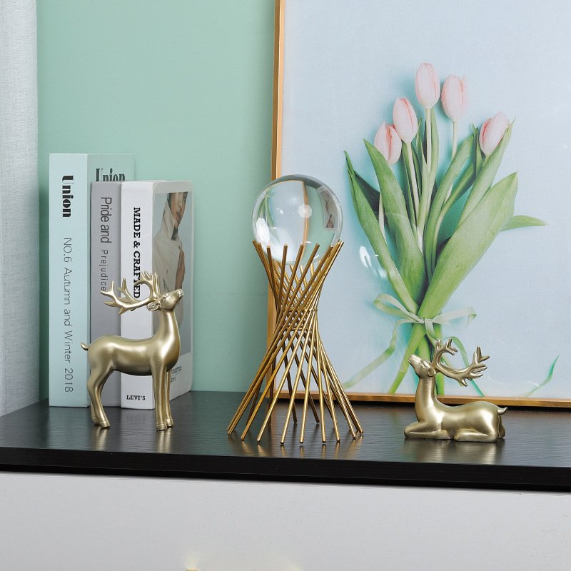 Nordic style gold light luxury crystal ball decoration creative home living room TV cabinet office hotel desktop decoration
