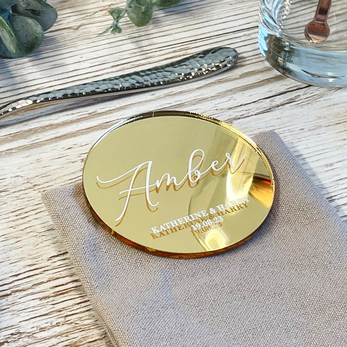 Customized Wedding Party Acrylic Mirror Place Names Perspex Place Cards DIY