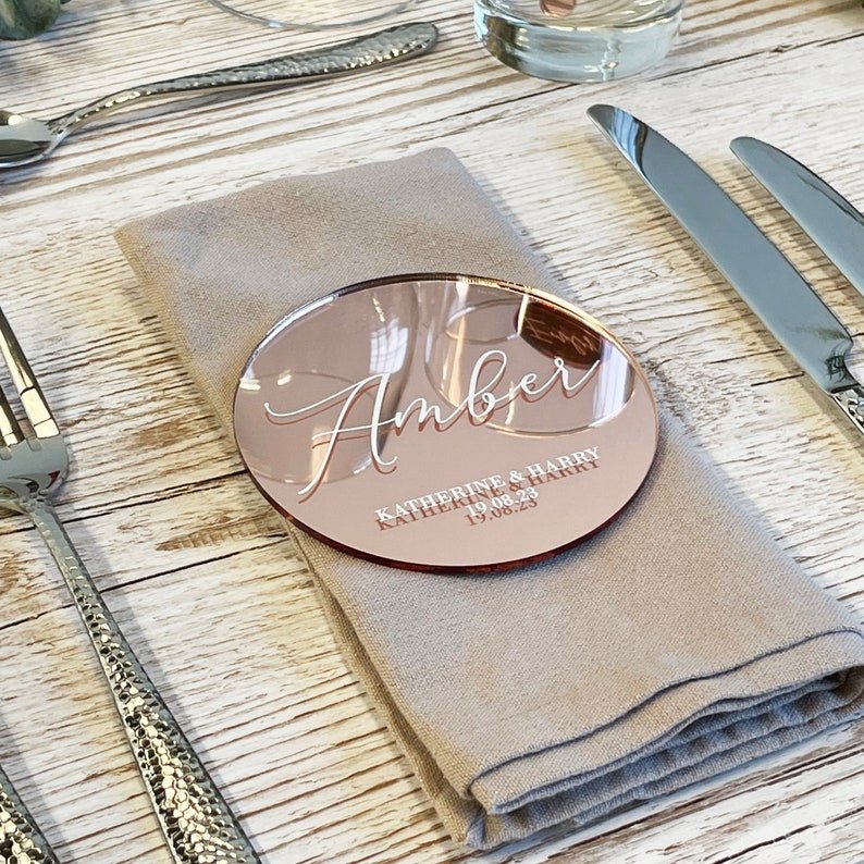 Customized Wedding Party Acrylic Mirror Place Names Perspex Place Cards DIY